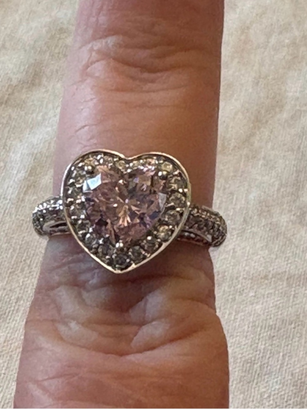 14K White Gold Diamonique Heart Ring